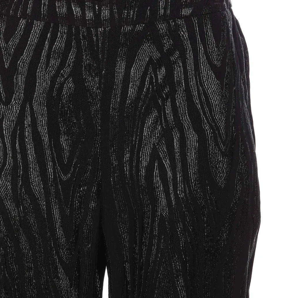 Wood-Grain Effect Metallic Tapered Trousers