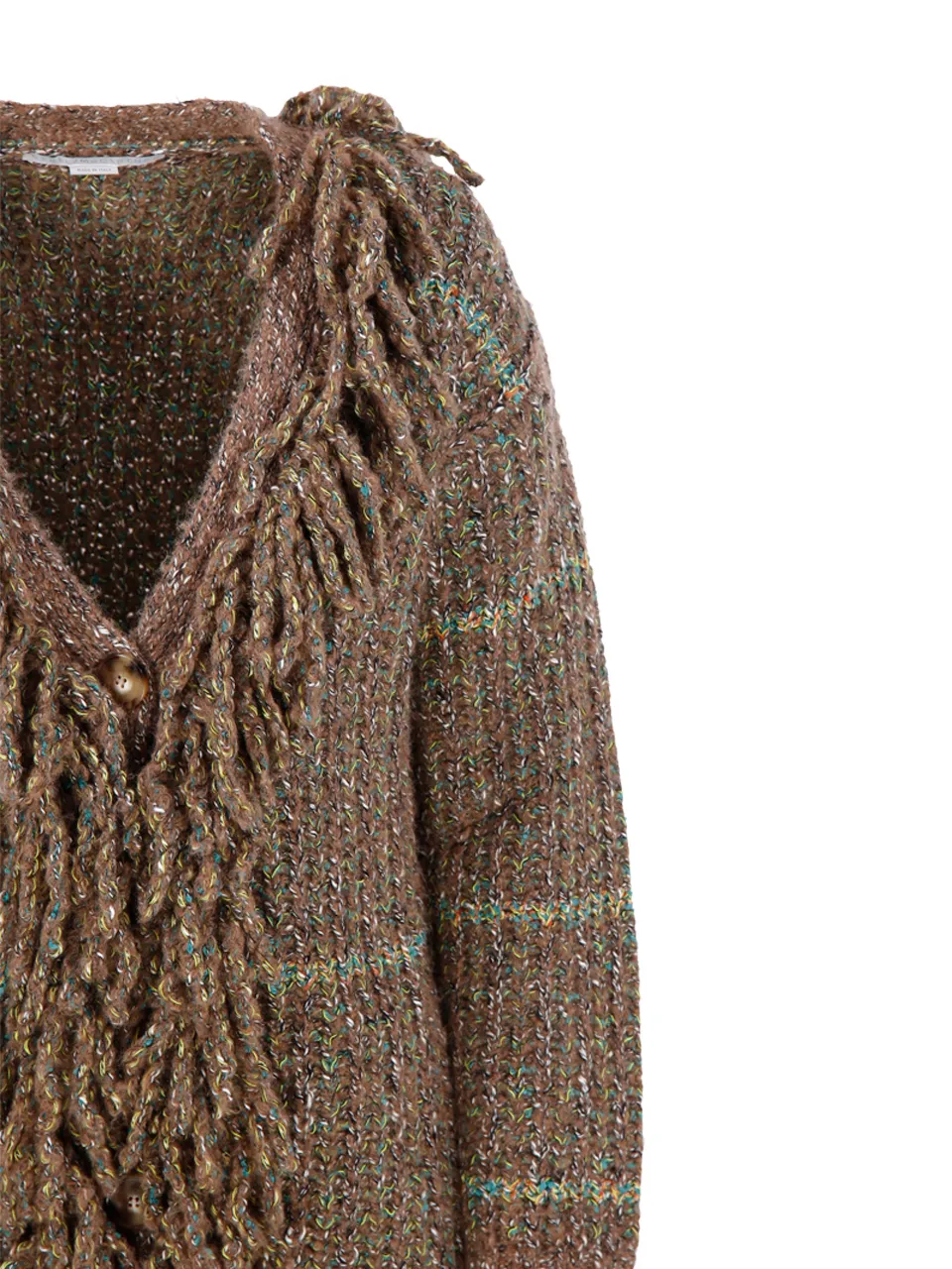 V-Neck Long-Sleeved Tweed Cardi-Coat