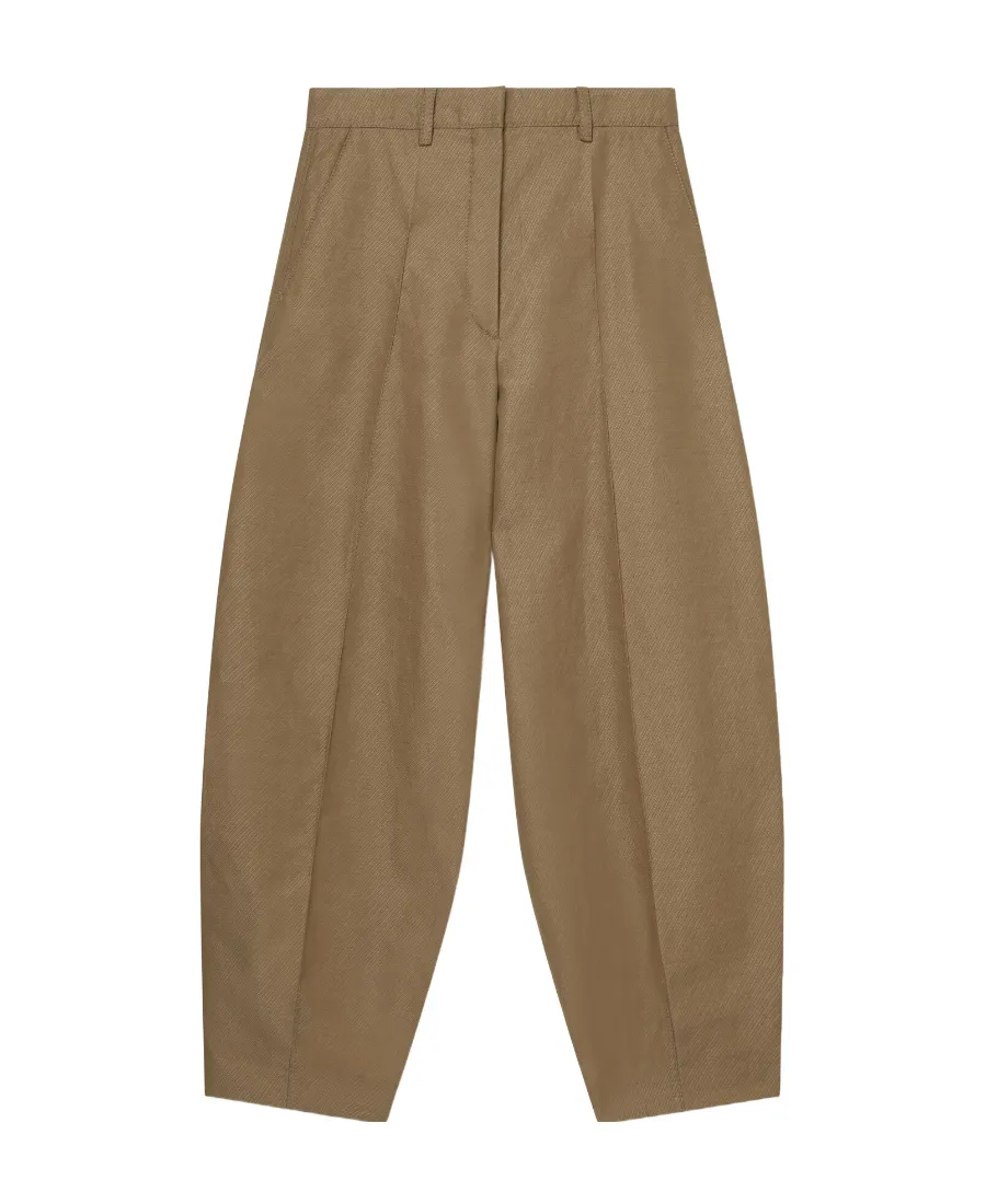 Wide-Leg Pleated Chino Trousers