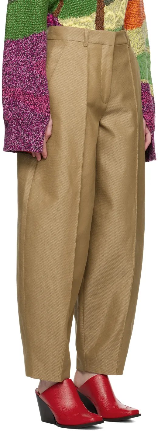 Wide-Leg Pleated Chino Trousers