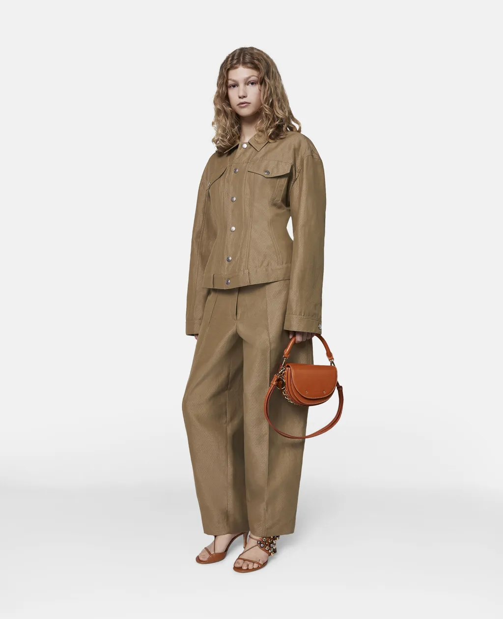 Wide-Leg Pleated Chino Trousers