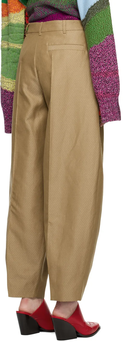 Wide-Leg Pleated Chino Trousers