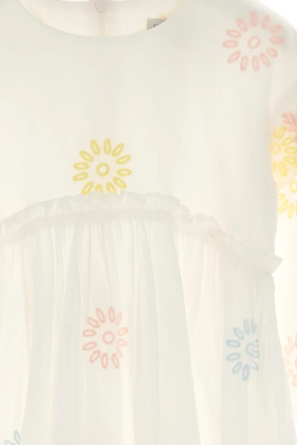 Floral-Embroidered Crewneck Dress