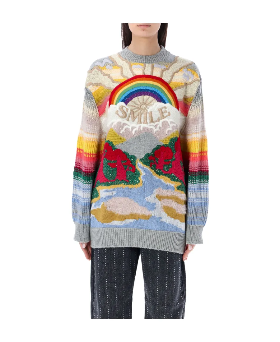 Smile Embroidered Crewneck Jumper