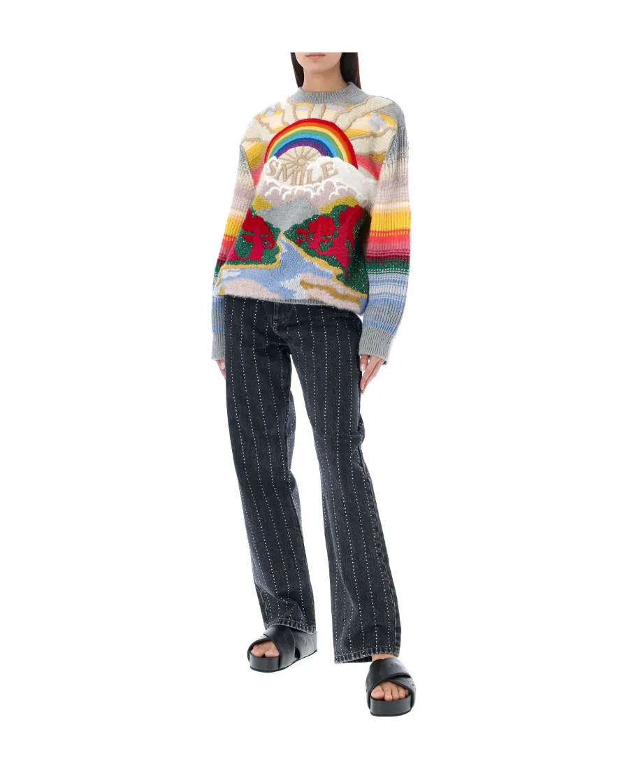 Smile Embroidered Crewneck Jumper