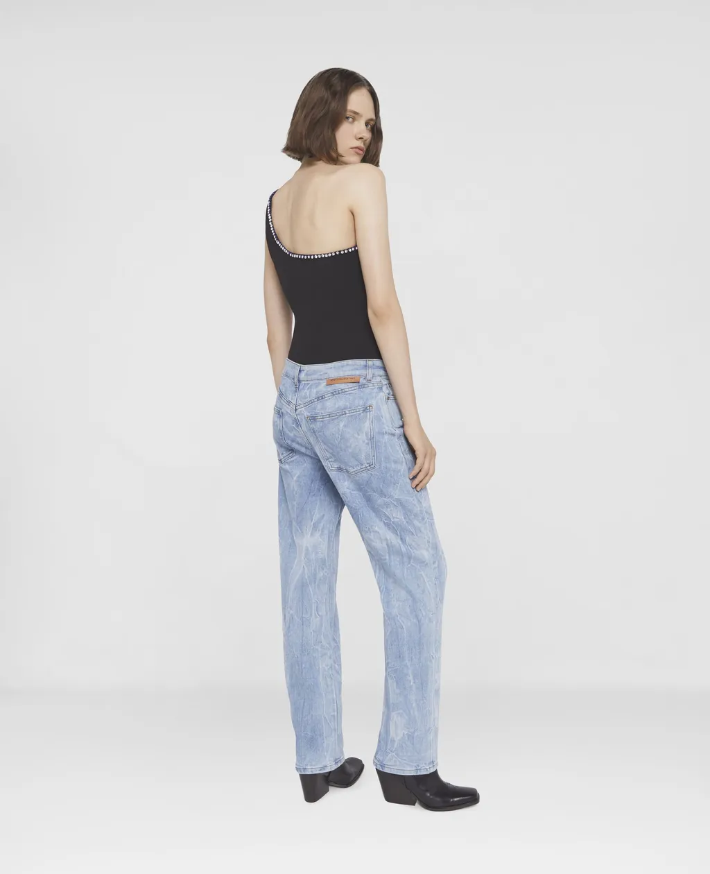 Crystal-Trim One-Shoulder Top