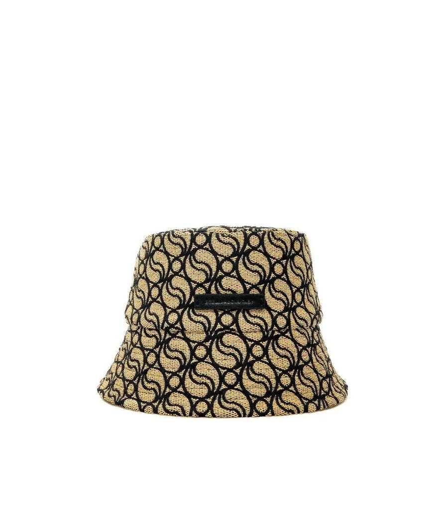 S Wave Woven Straw Logo-Patch Bucket Hat