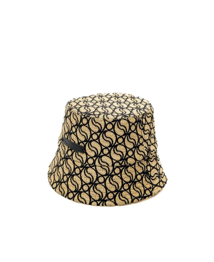 S Wave Woven Straw Logo-Patch Bucket Hat