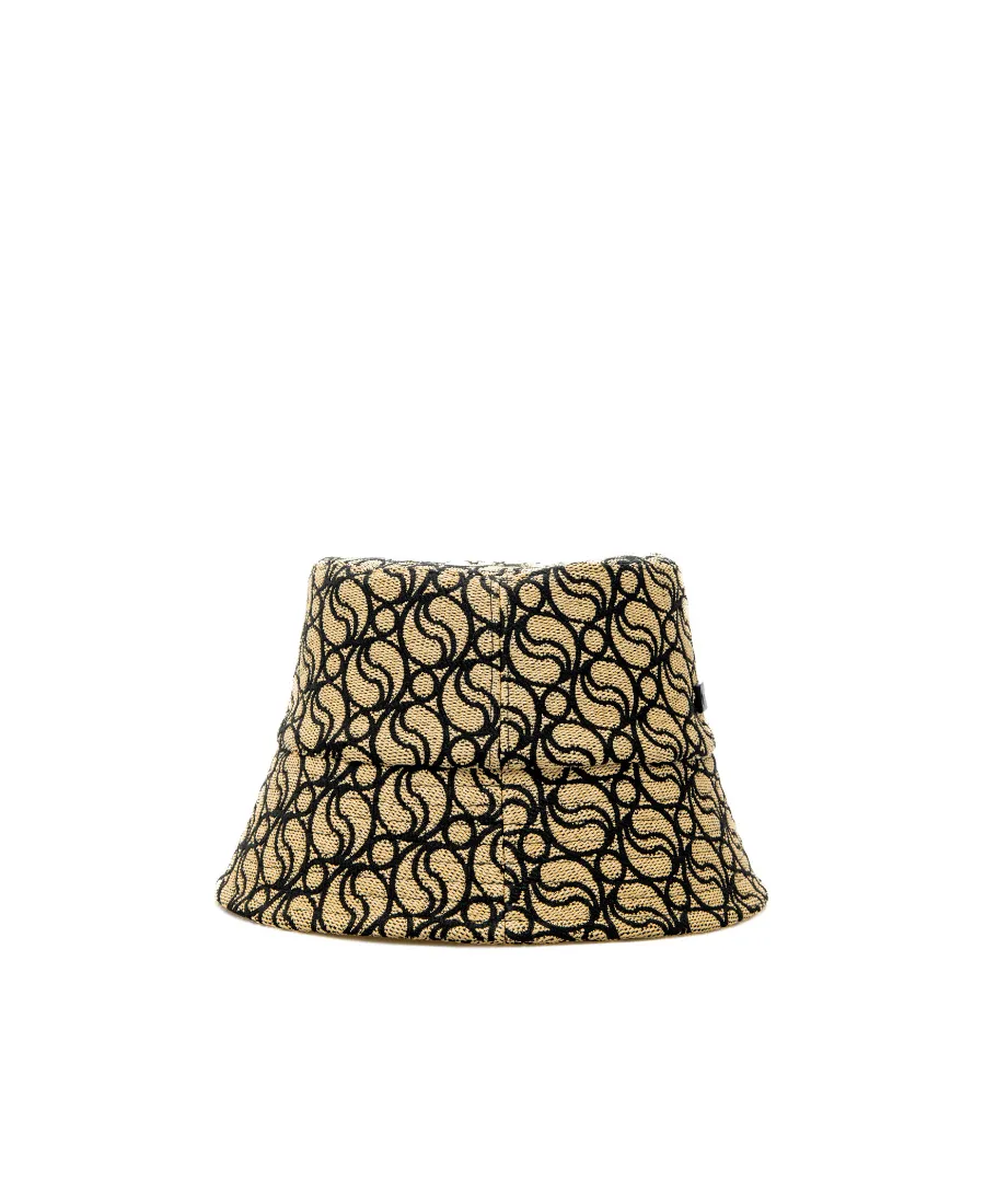 S Wave Woven Straw Logo-Patch Bucket Hat