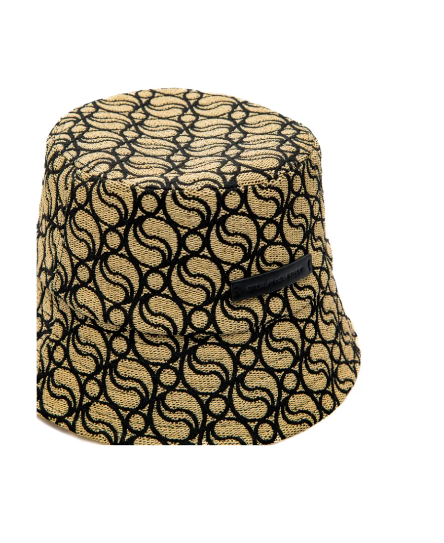S Wave Woven Straw Logo-Patch Bucket Hat