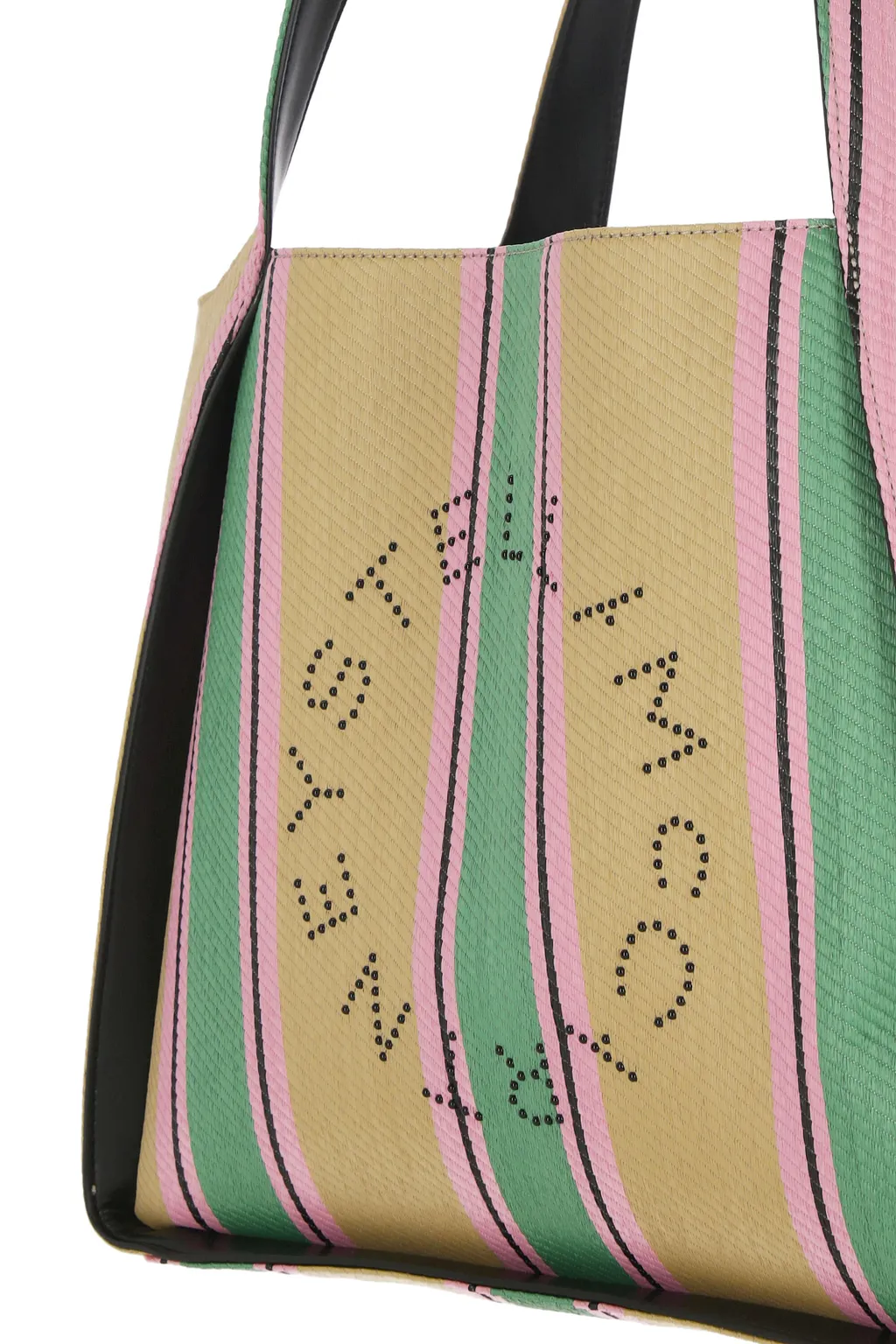Striped Logo Embellished Tote Bag