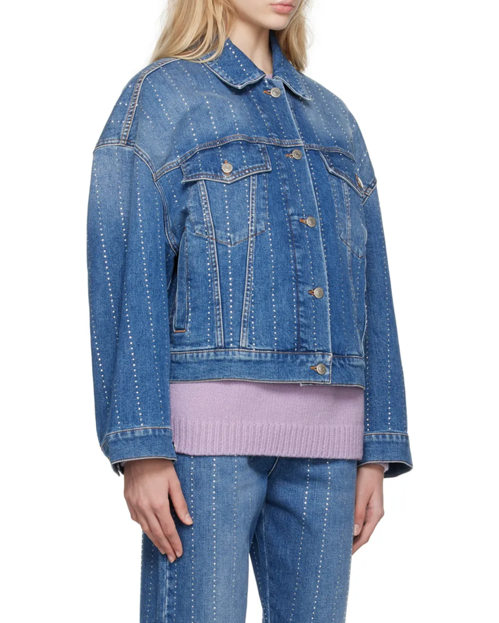 Rhinestone-Embellished Denim Jacket