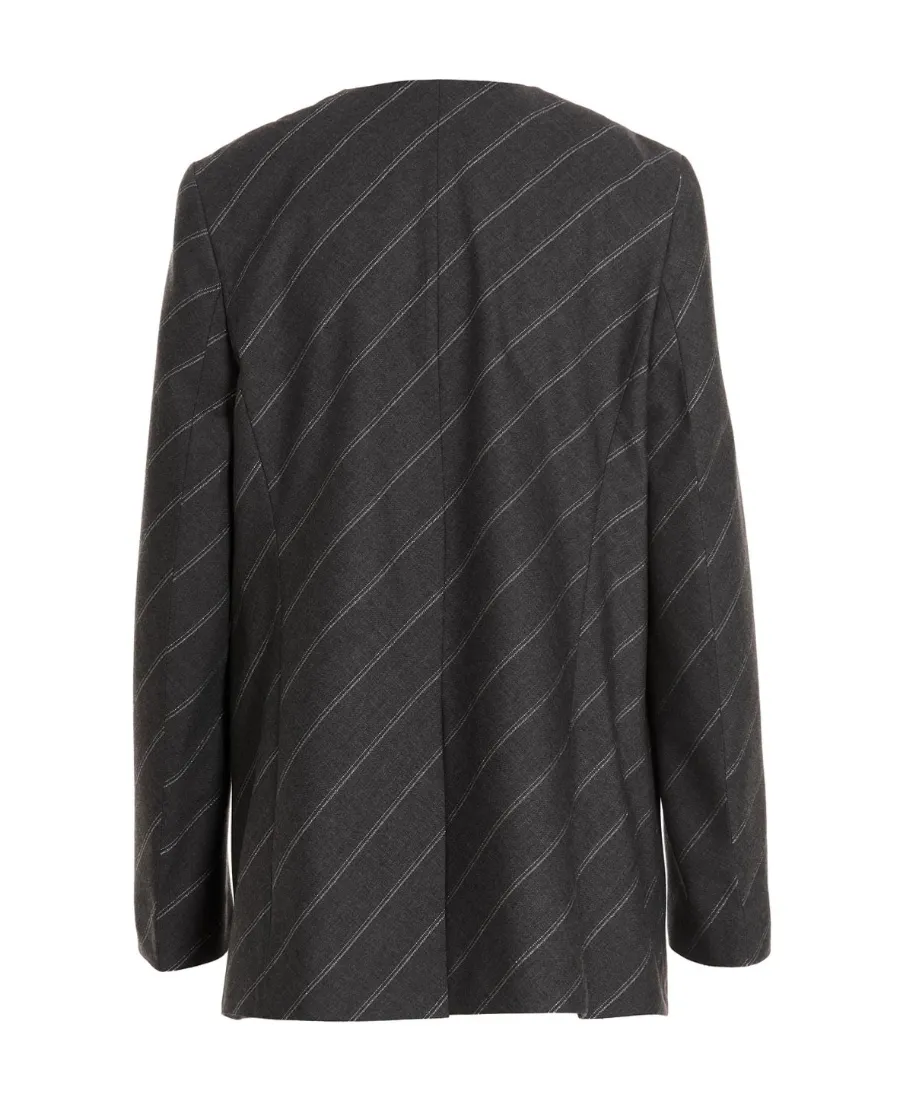 Logo-Printed Striped Blazer