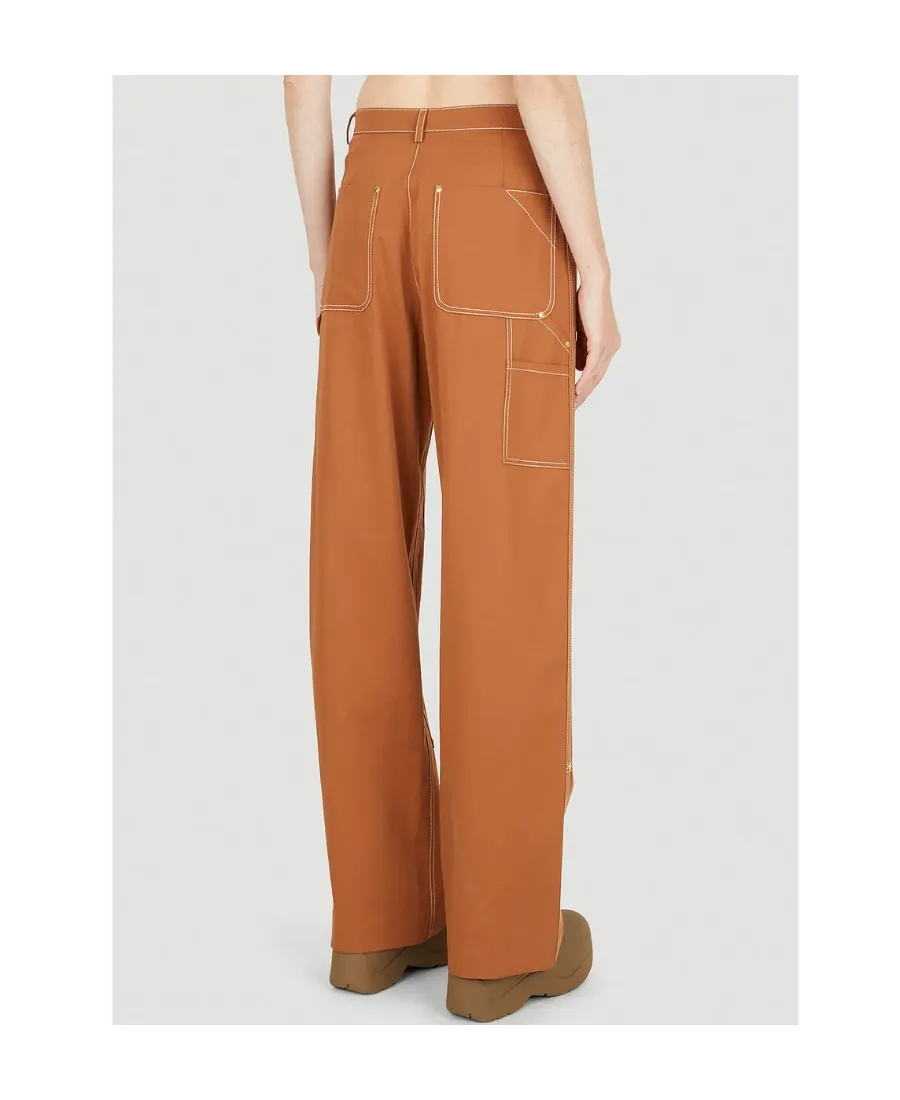 High Waist Buckle Detailed Straight Leg Trousers