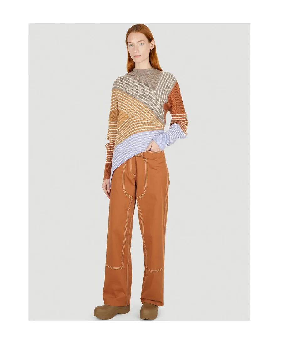 High Waist Buckle Detailed Straight Leg Trousers