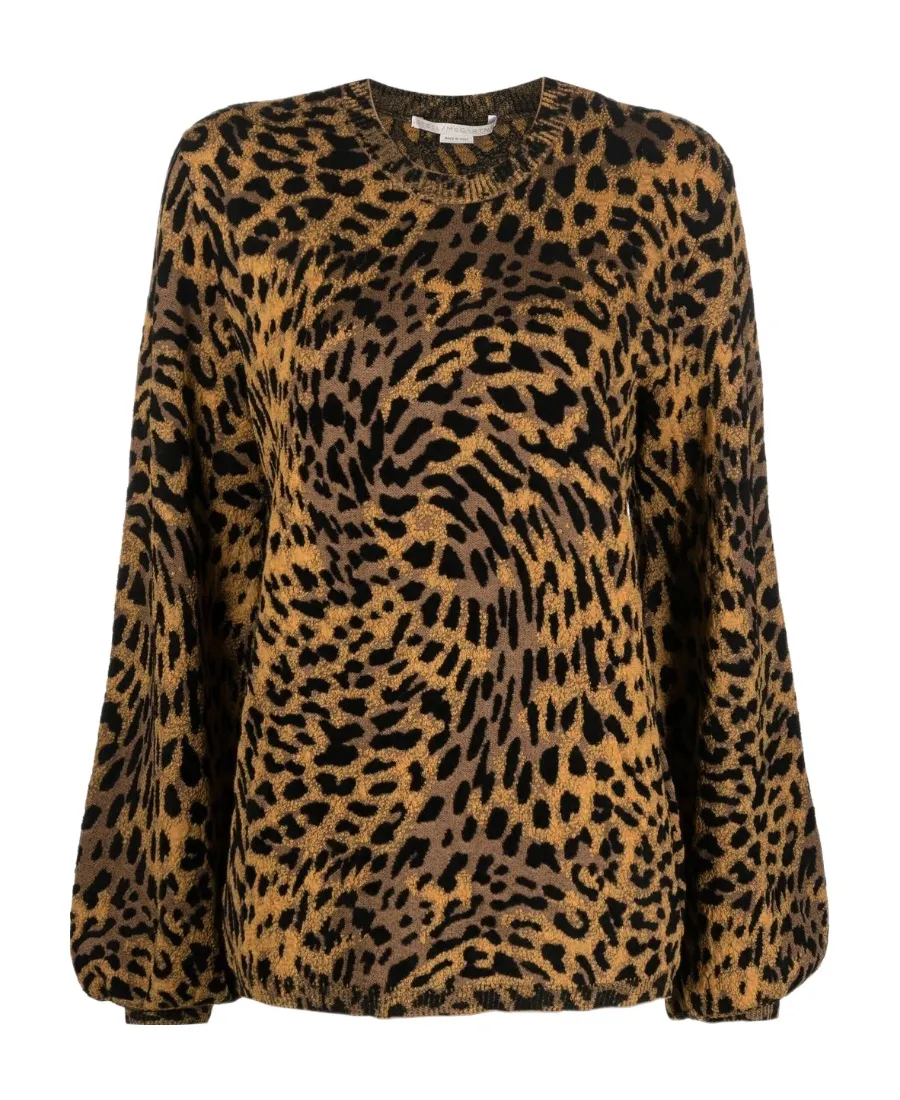 Logo Leopard Print Knitted Pullover