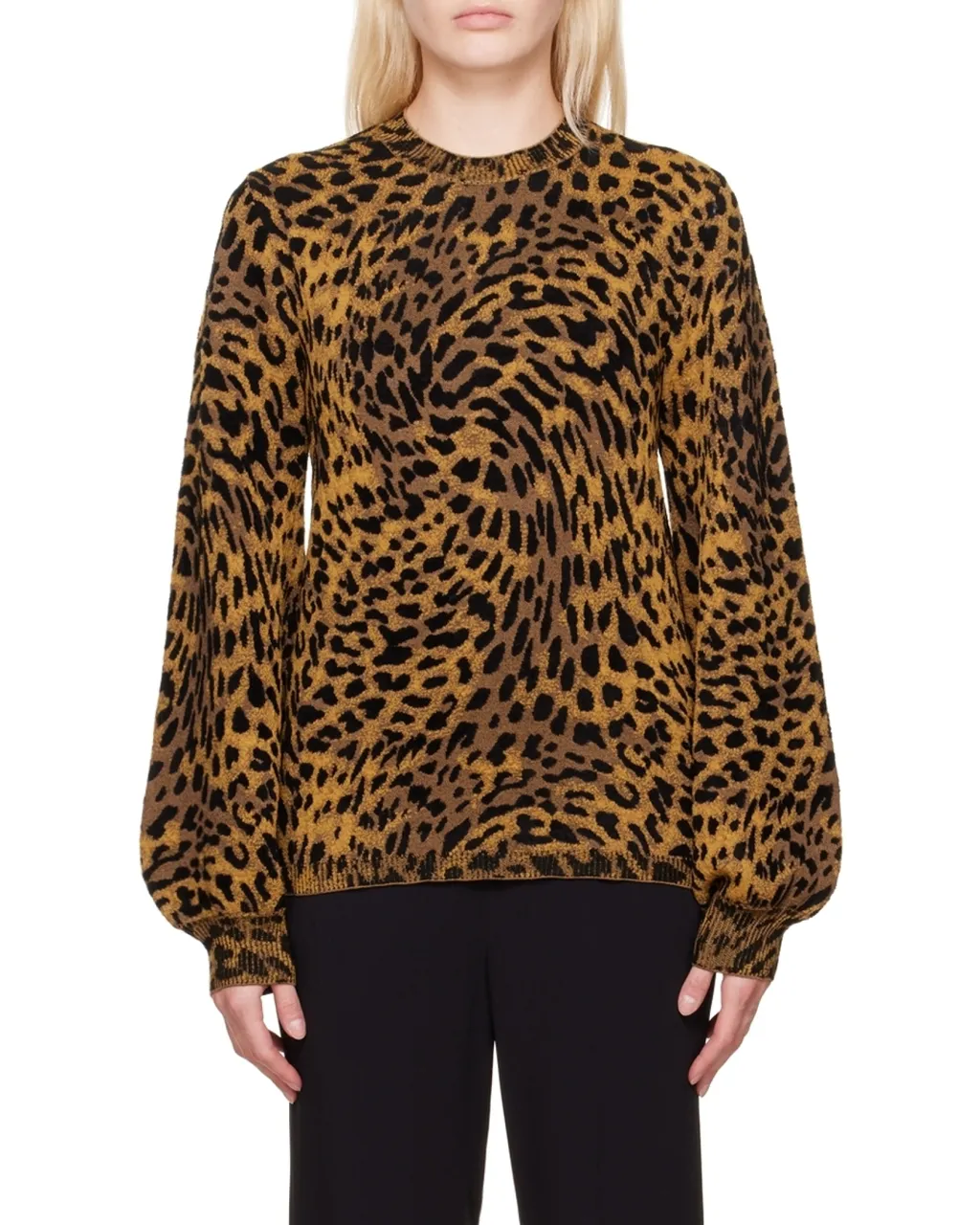 Logo Leopard Print Knitted Pullover