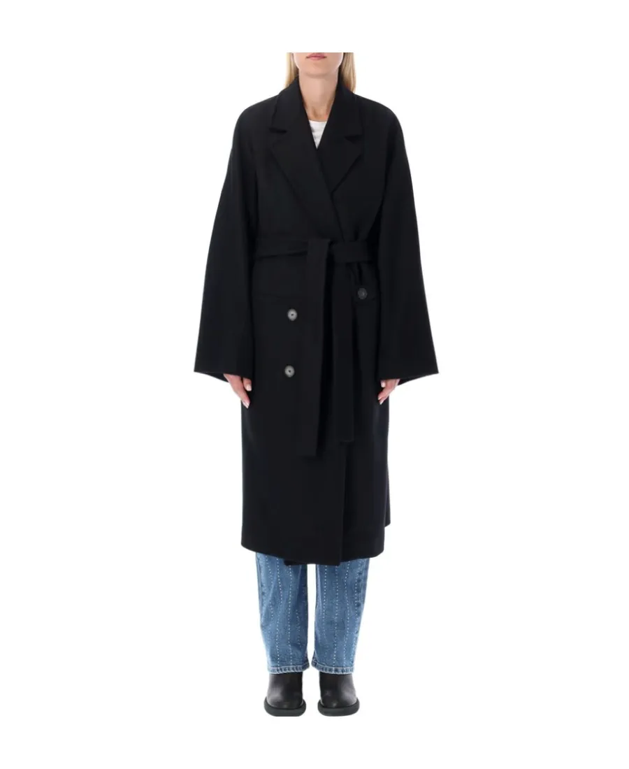 Double-Breasted Belted Mid-Length Coat