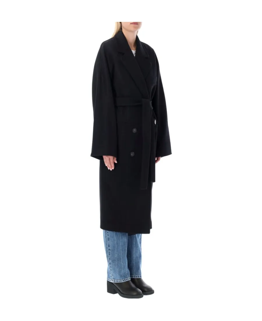 Double-Breasted Belted Mid-Length Coat