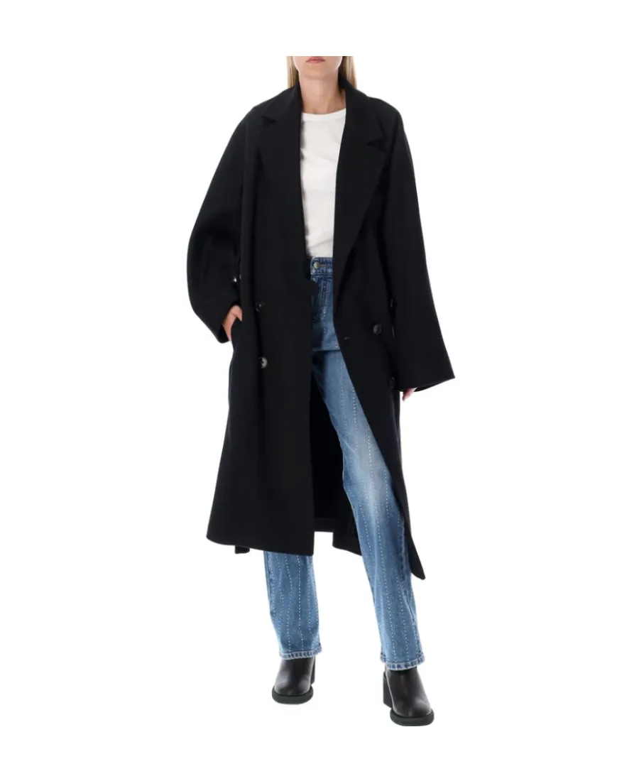 Double-Breasted Belted Mid-Length Coat