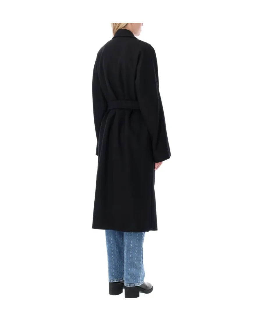 Double-Breasted Belted Mid-Length Coat