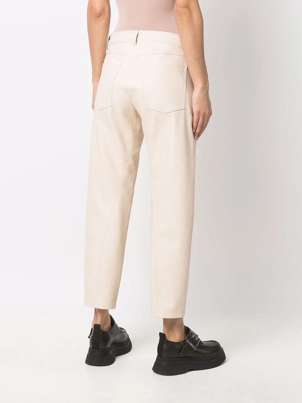 Contrast Stitched Cropped Trousers