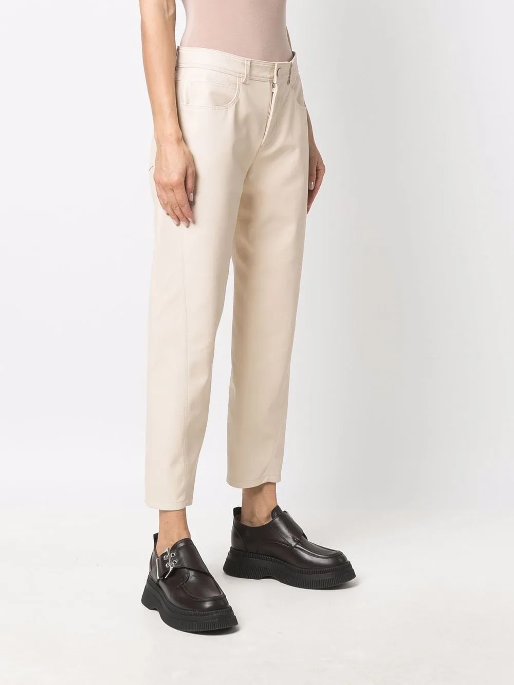Contrast Stitched Cropped Trousers