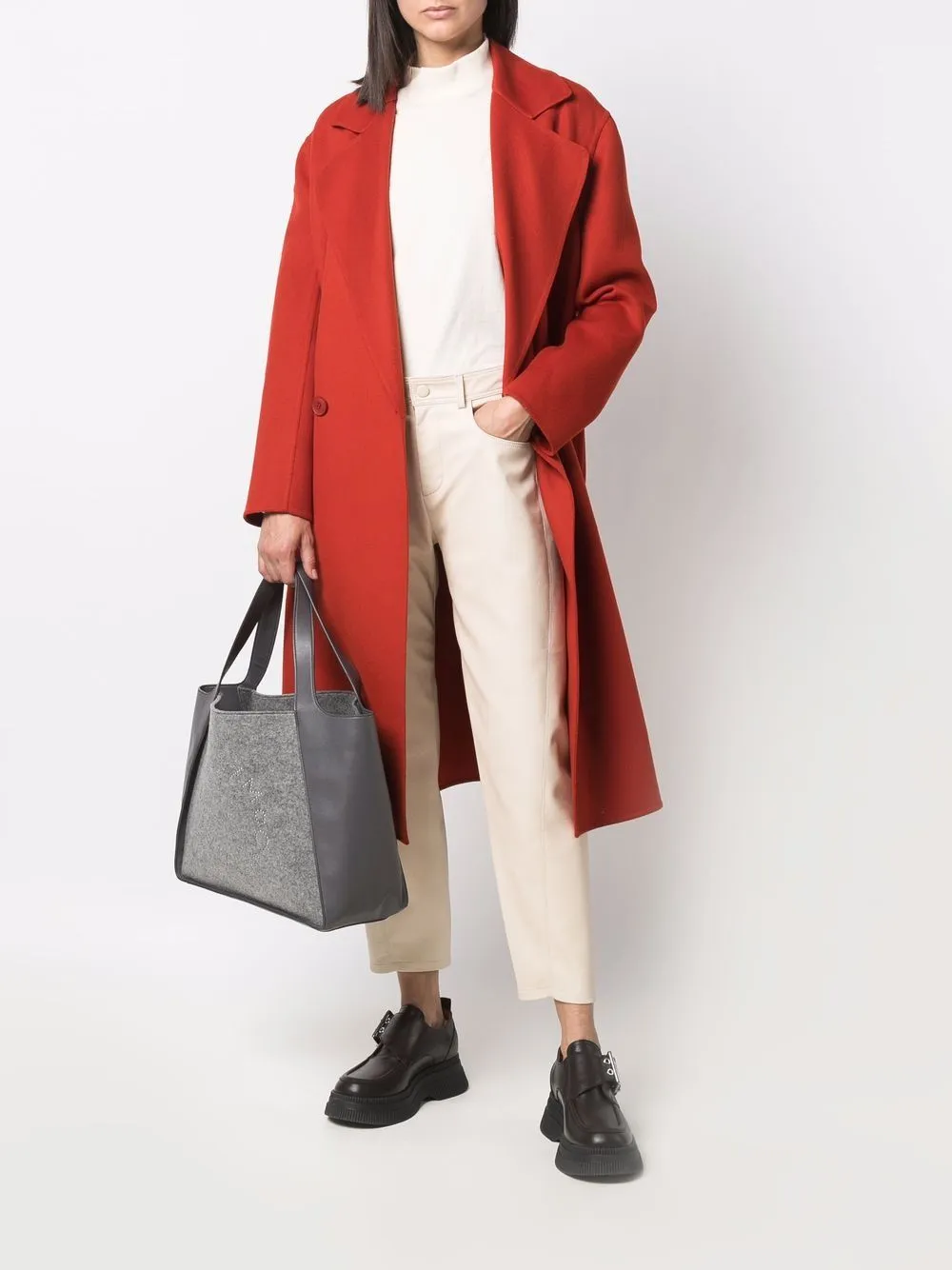 Contrast Stitched Cropped Trousers