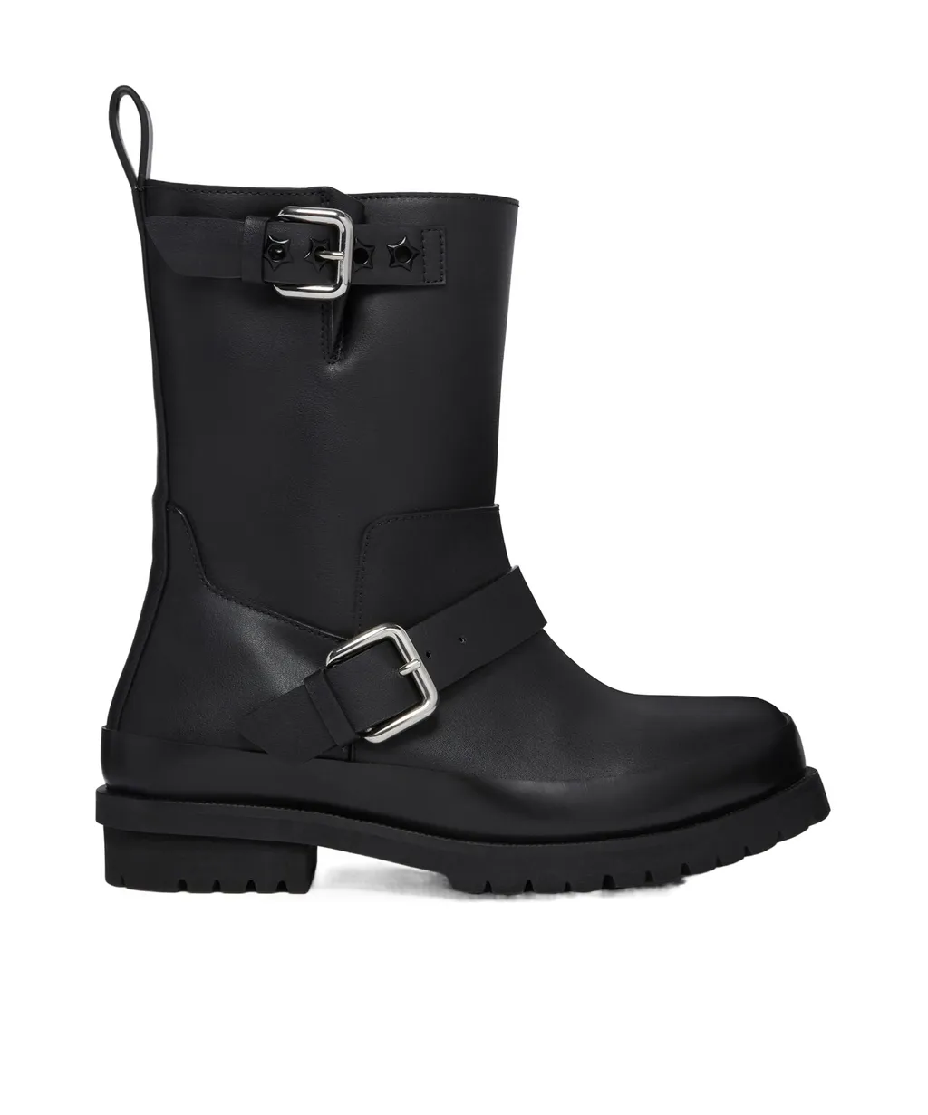 Trace Buckle-Strap Biker Boots