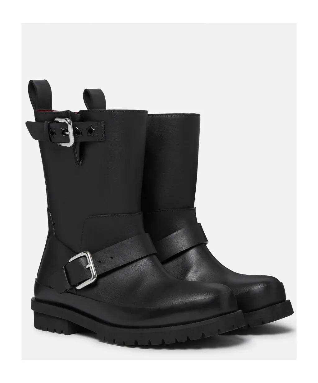 Trace Buckle-Strap Biker Boots