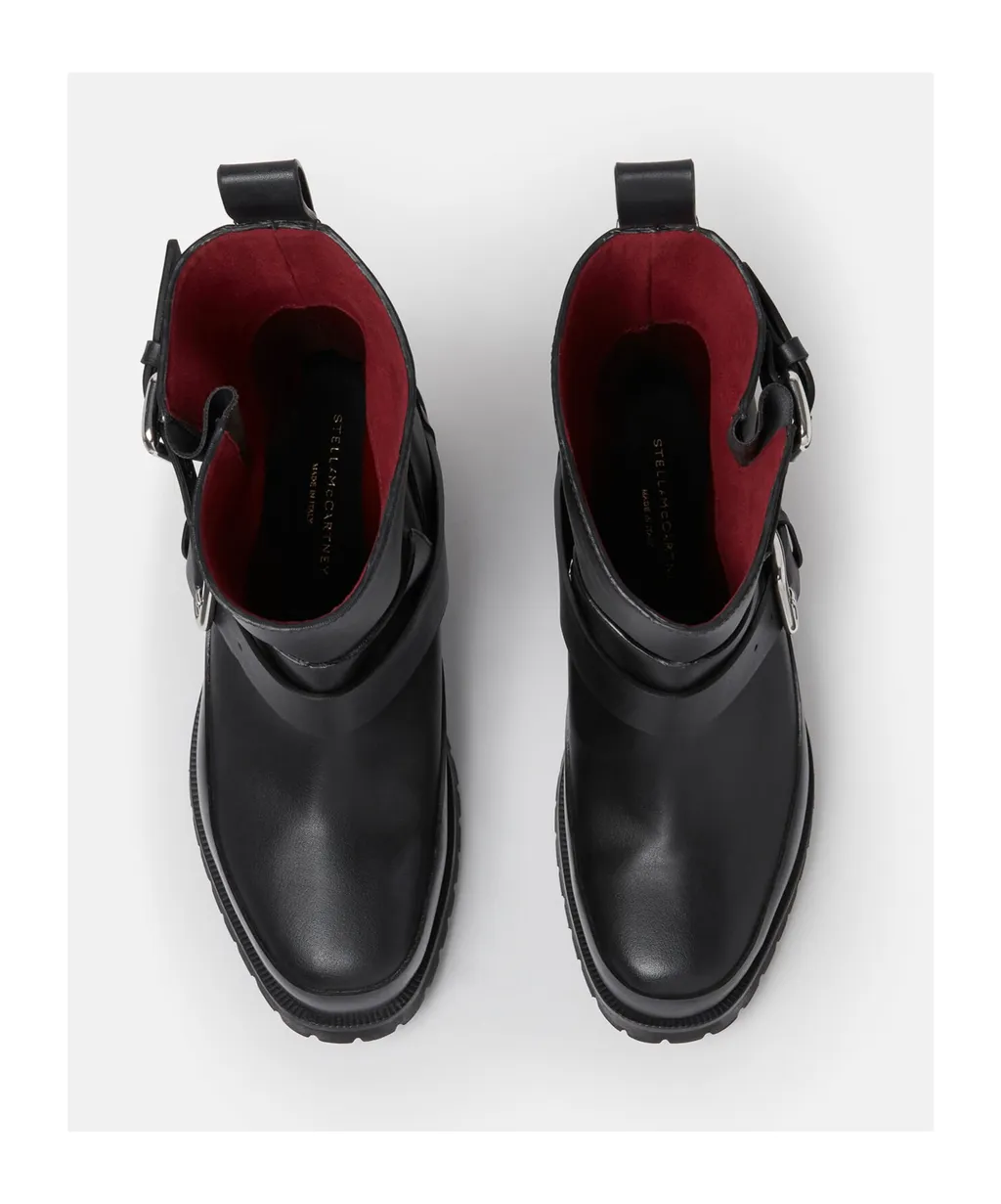 Trace Buckle-Strap Biker Boots