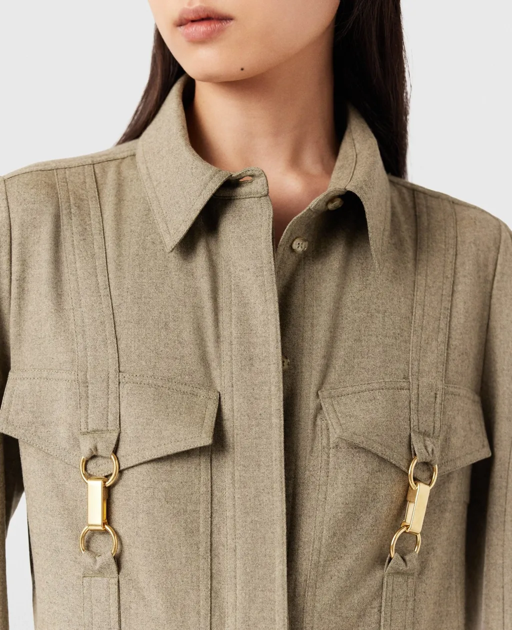 Clasp-Embellished Shirt