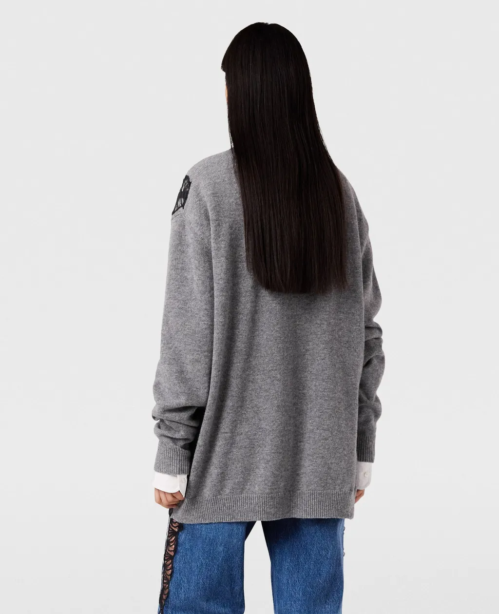 Lace-Detailed Knitted Sweater