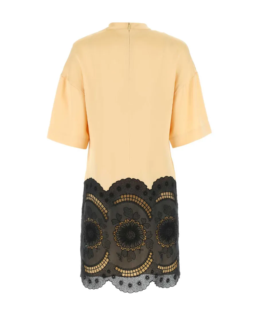 Lace Embroidered Satin Midi Dress