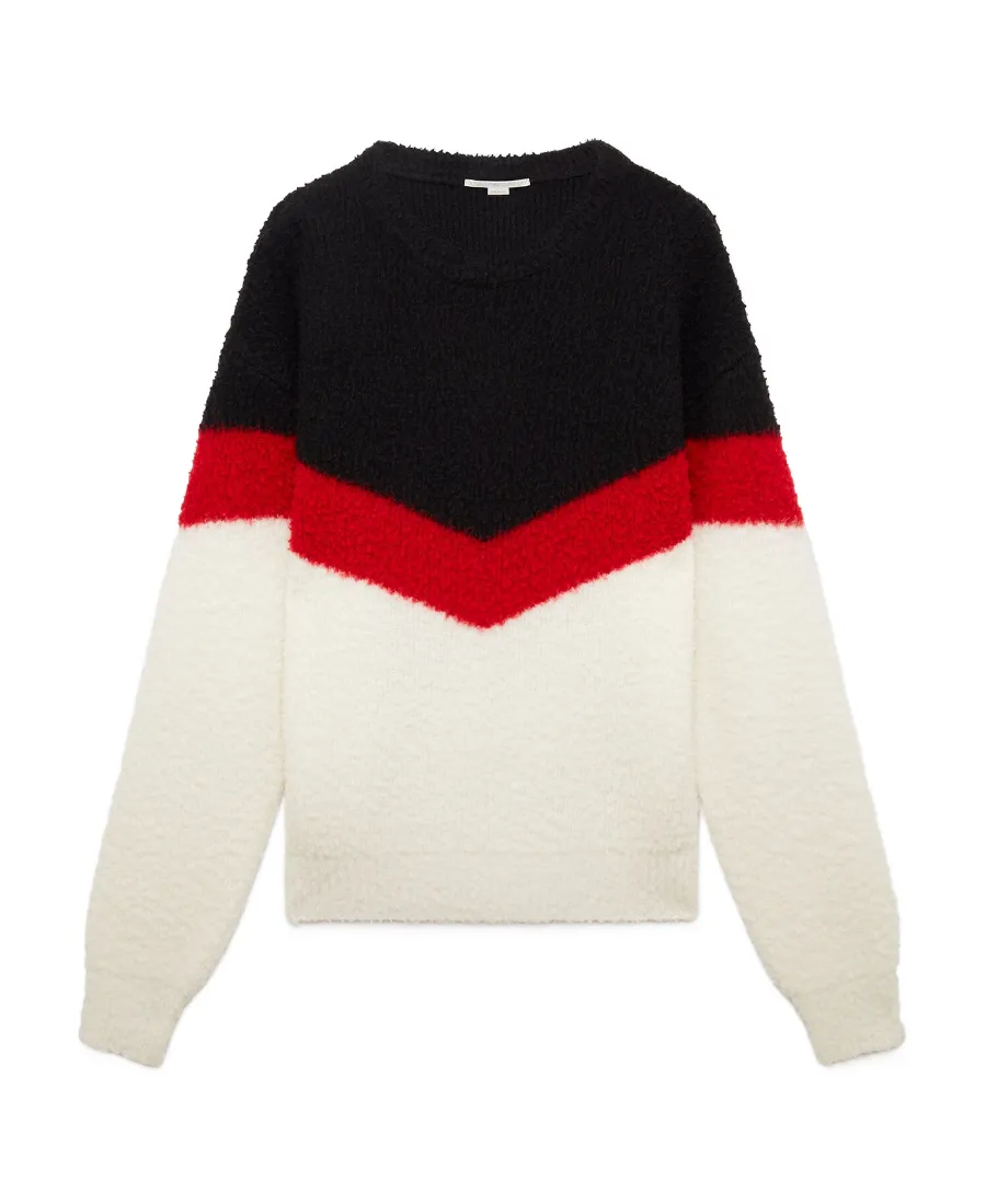 Chevron-Striped Chunky-Knit Crewneck Jumper
