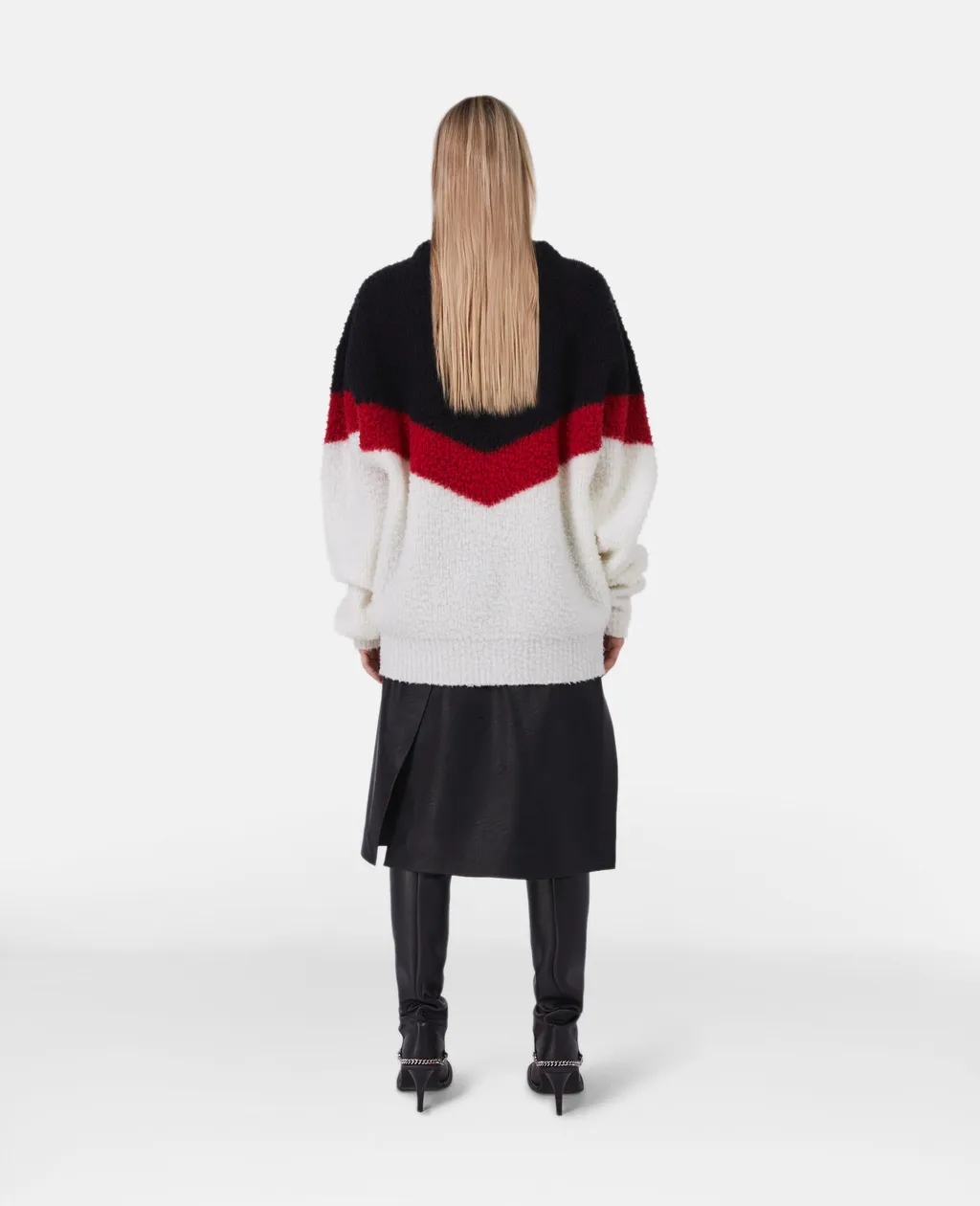 Chevron-Striped Chunky-Knit Crewneck Jumper