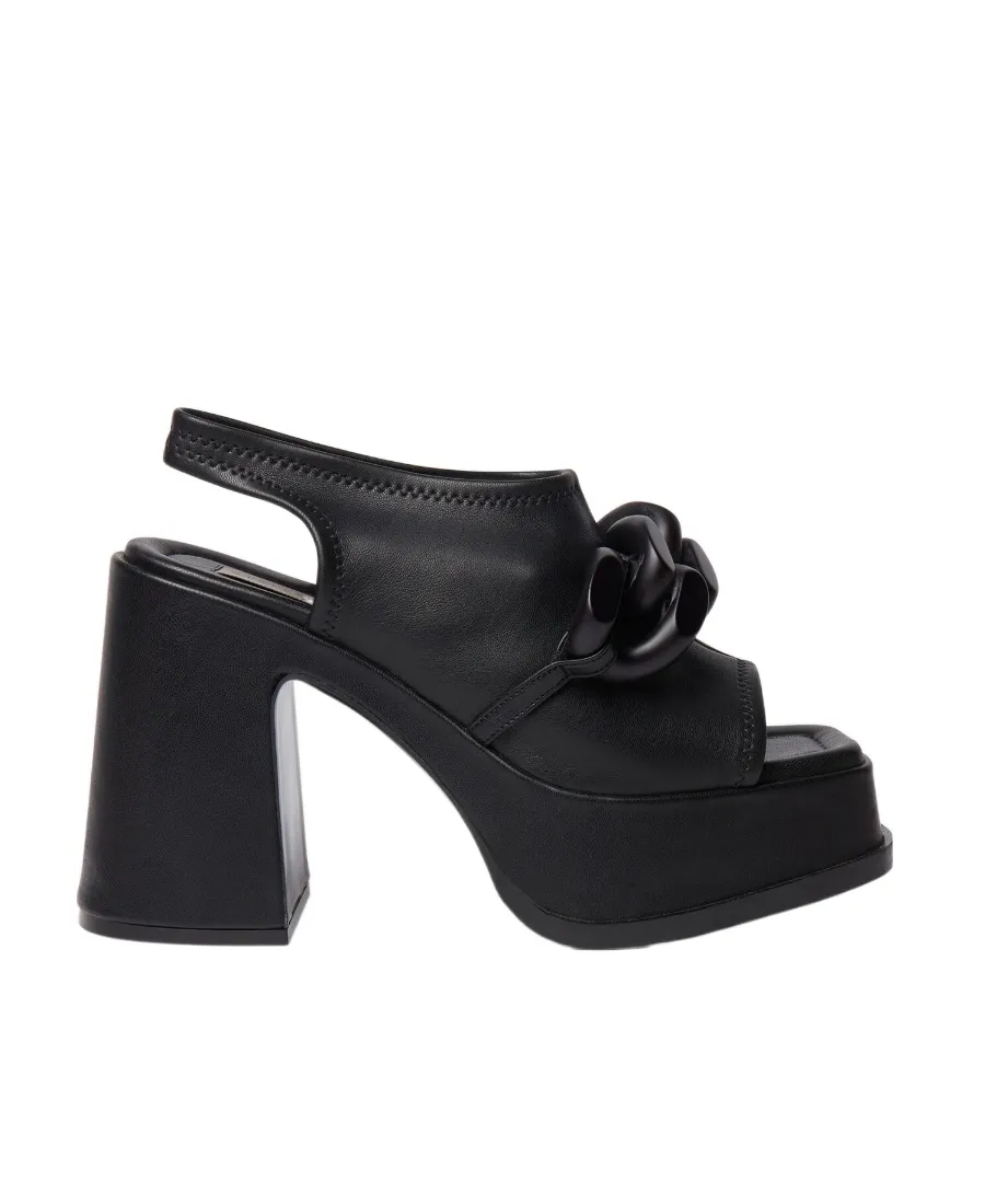 Chain-Linked Slip-On Heeled Sandals