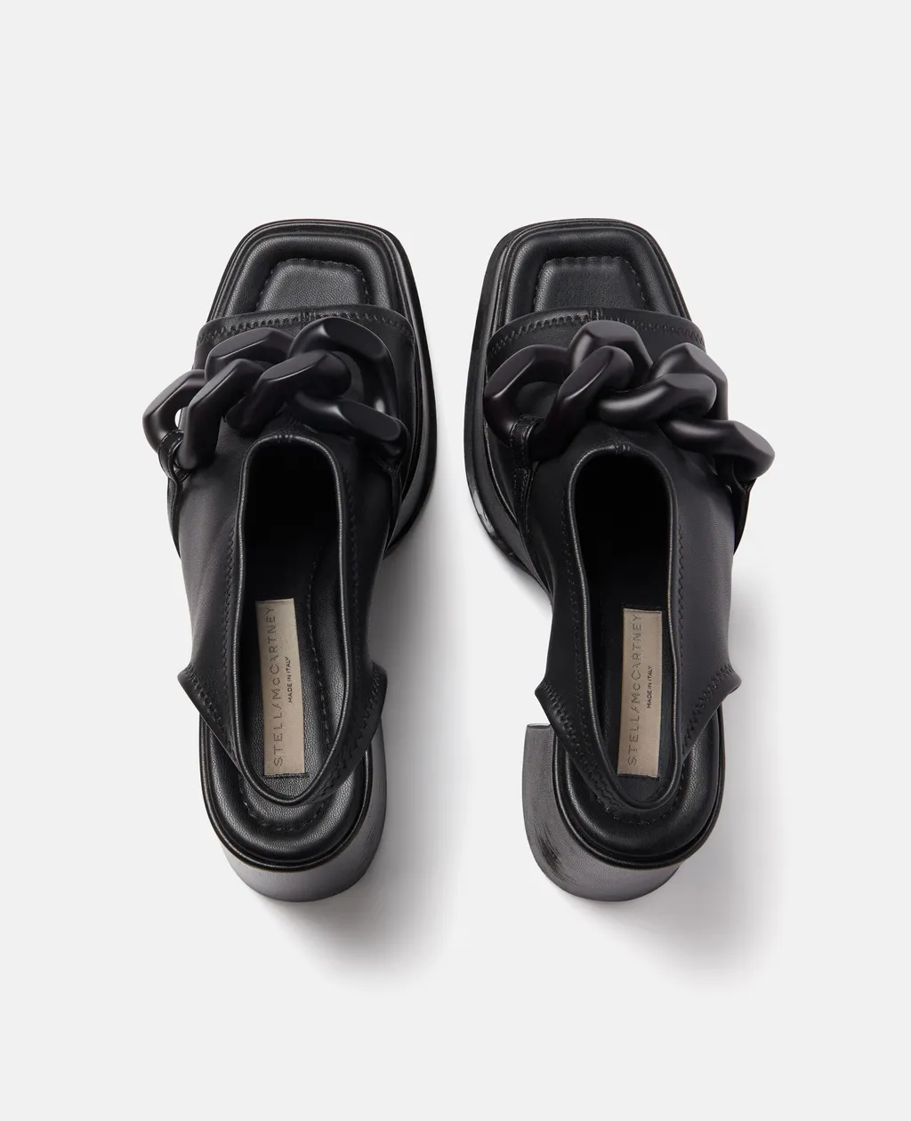 Chain-Linked Slip-On Heeled Sandals
