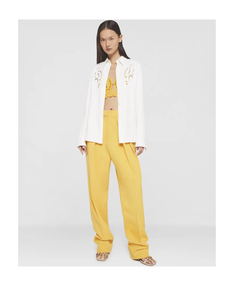 Petal Crochet Compact Crepe Shirt