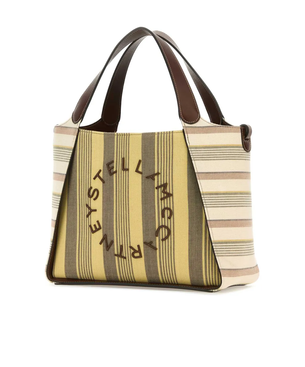 Logo Lettering Striped Tote Bag
