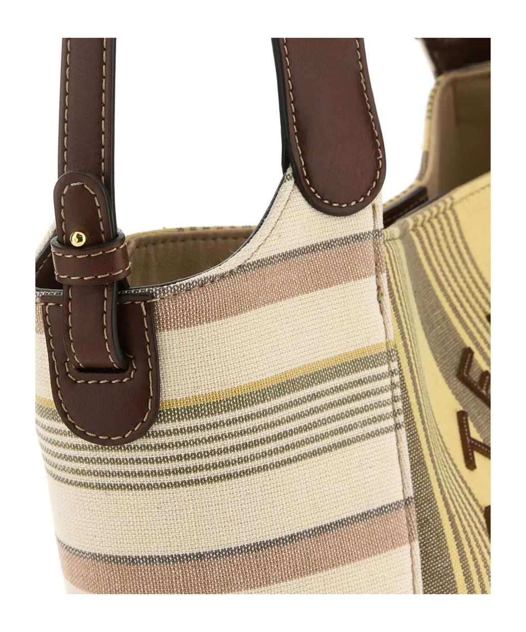 Logo Lettering Striped Tote Bag