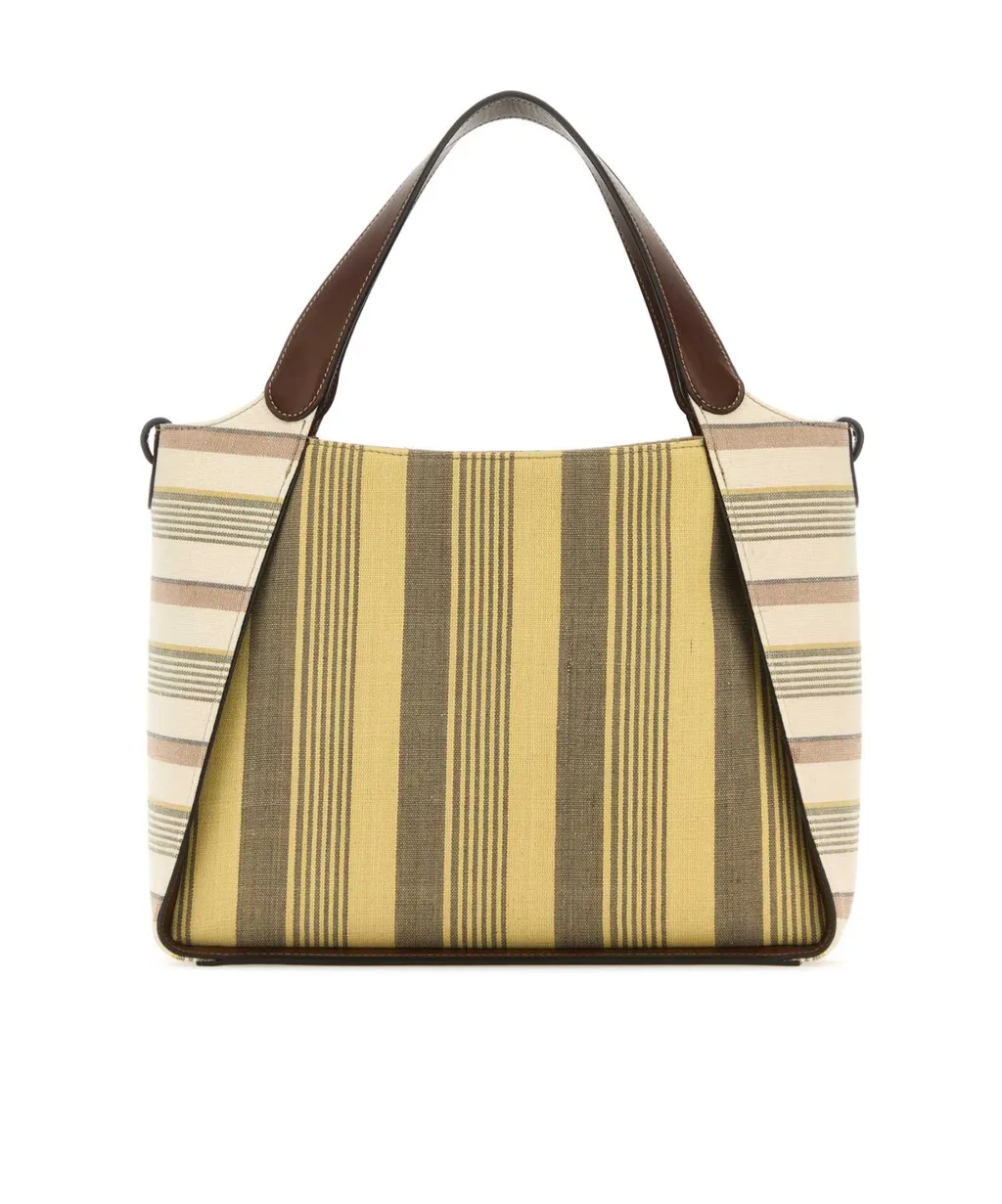 Logo Lettering Striped Tote Bag