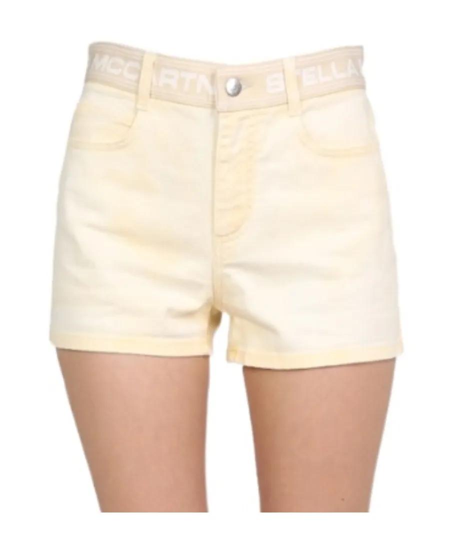 Logo Waistband Denim Shorts