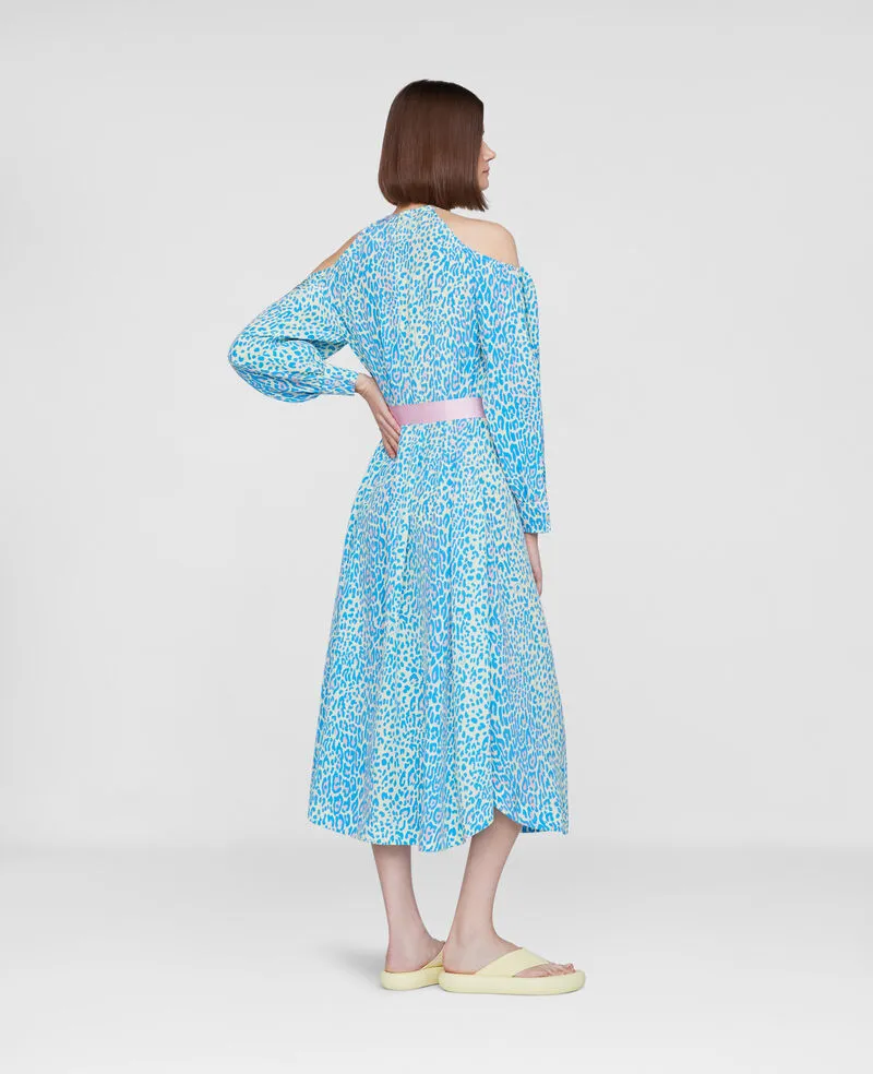 Leopard Printed Belted Maxi Dress