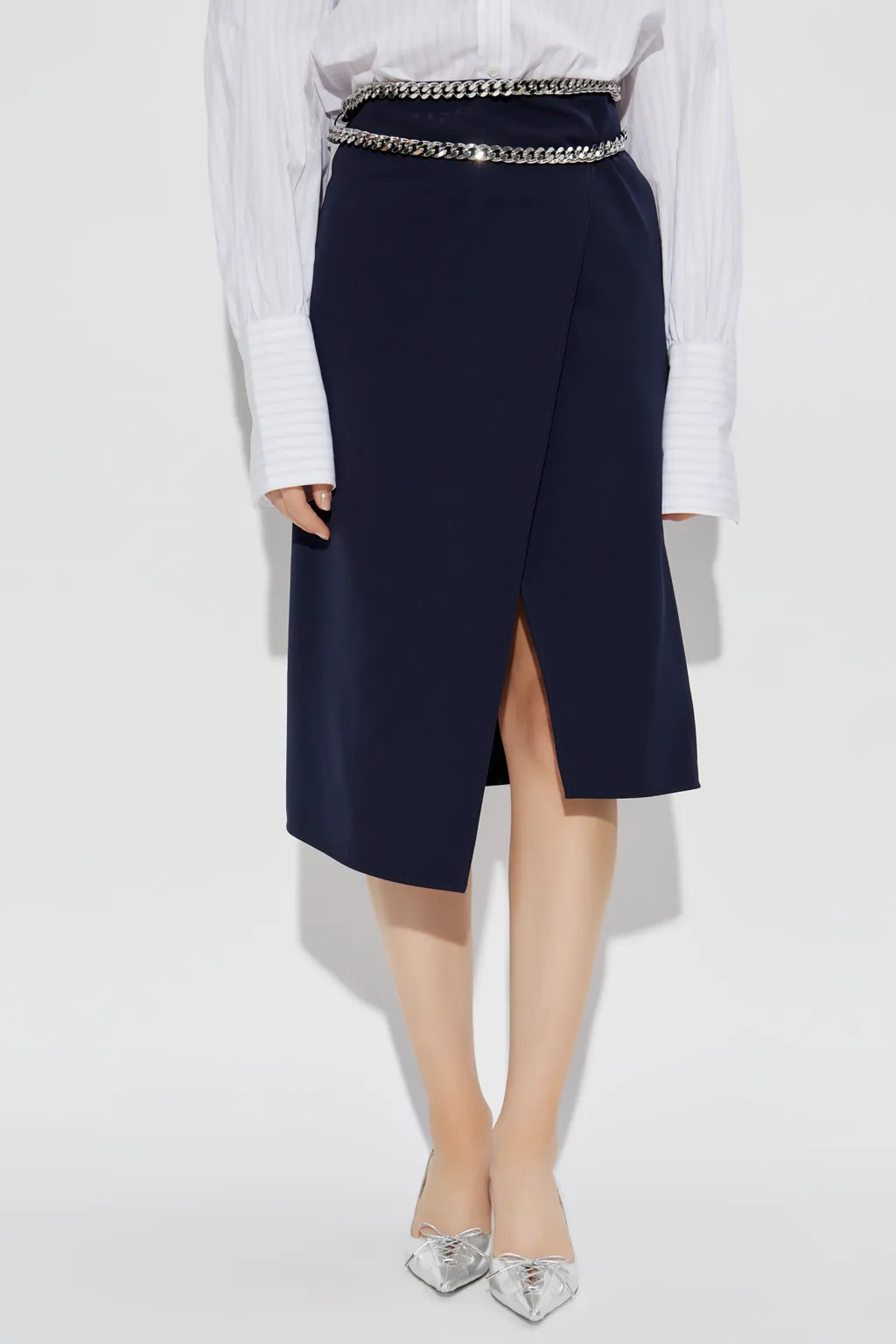 Chain-Detailed Midi Skirt