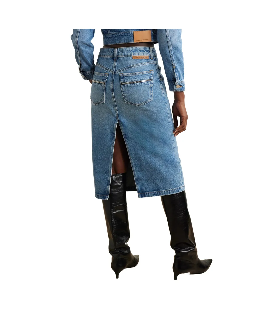 Belt-Loop Denim Skirt