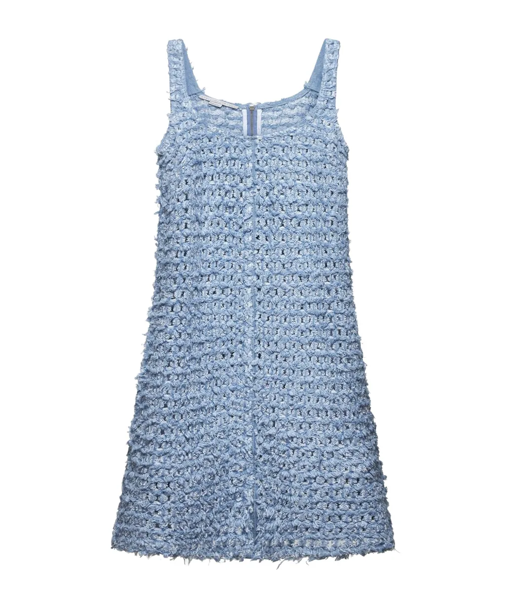 Bouclé Sleeveless Denim Mini Dress