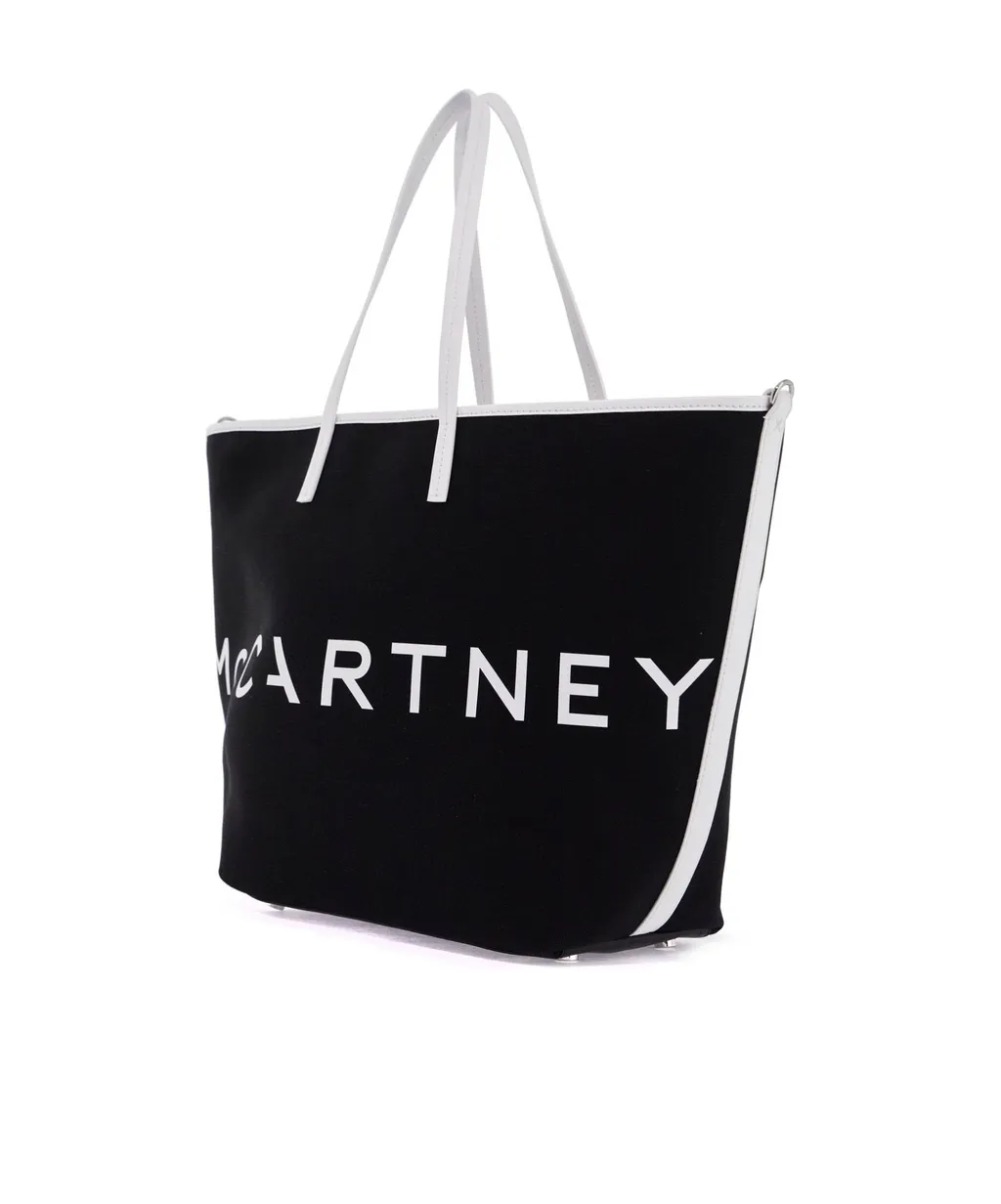 Logo Printed Contrast-Trim Tote Bag