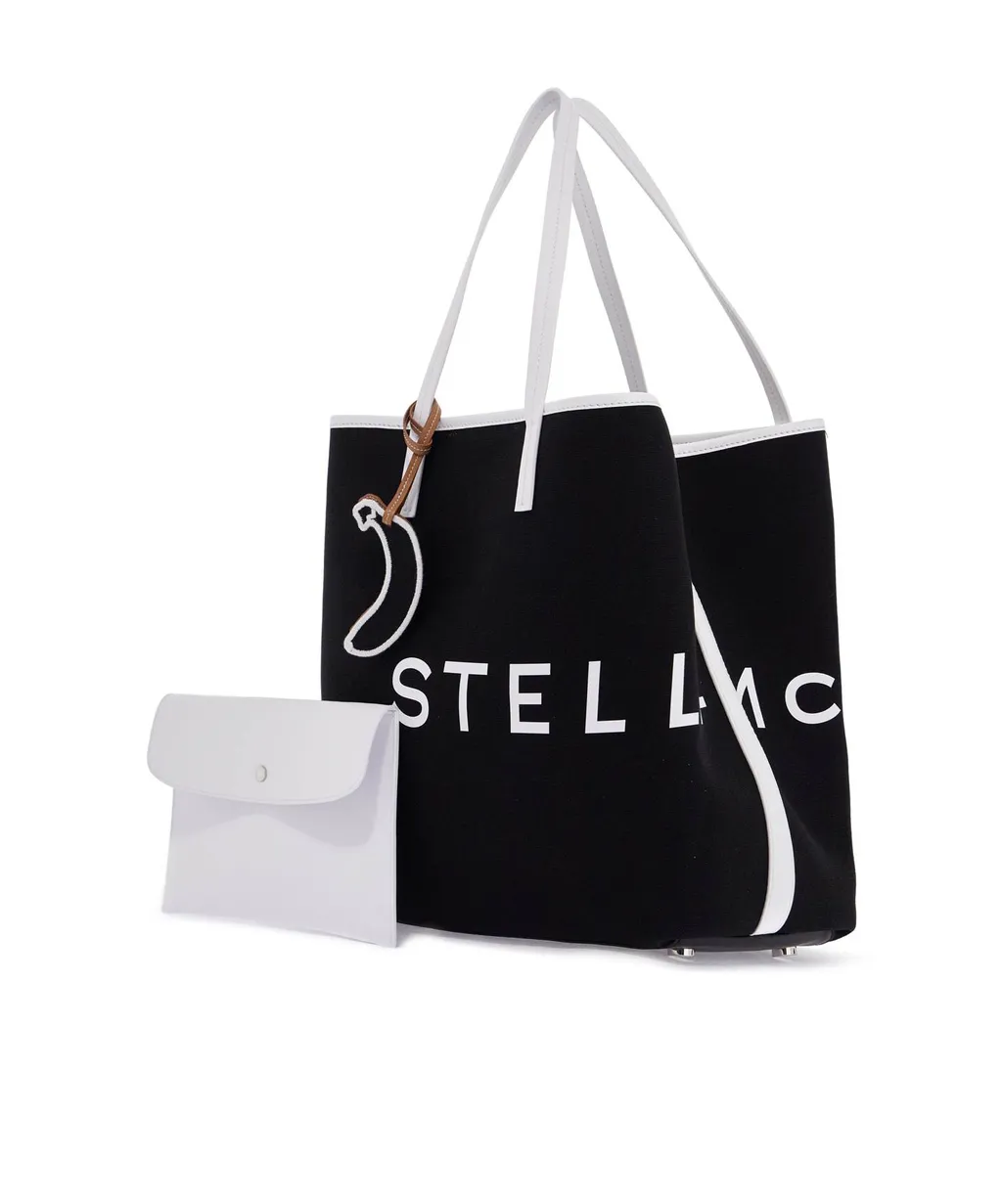 Logo Printed Contrast-Trim Tote Bag