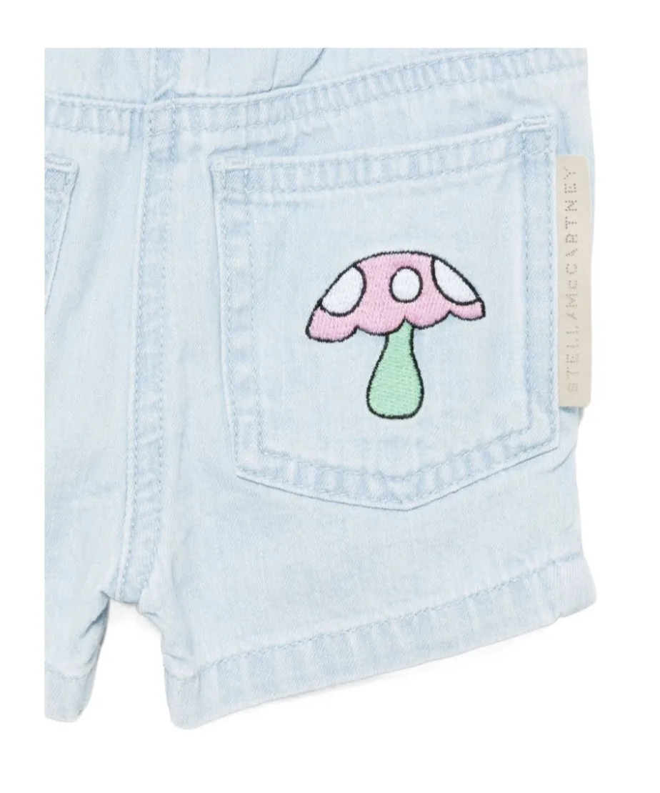 Graphic Embroidered Denim Shorts